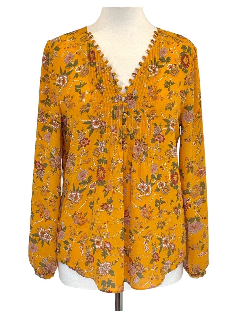 Violet + Claire mustard yellow floral blouse